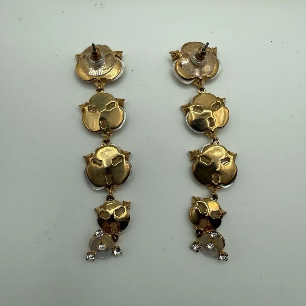 Kate Spade Disco Pansy Dangling Statement Earrings mother of pearl Linear Long